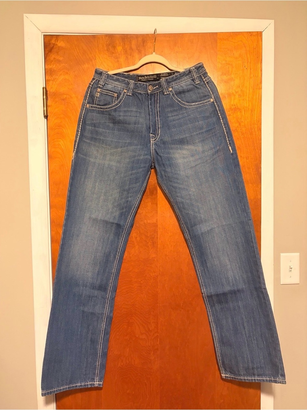 Like New Men's Straight Blue Jeans - Rock & Roll Cowboy 31x34